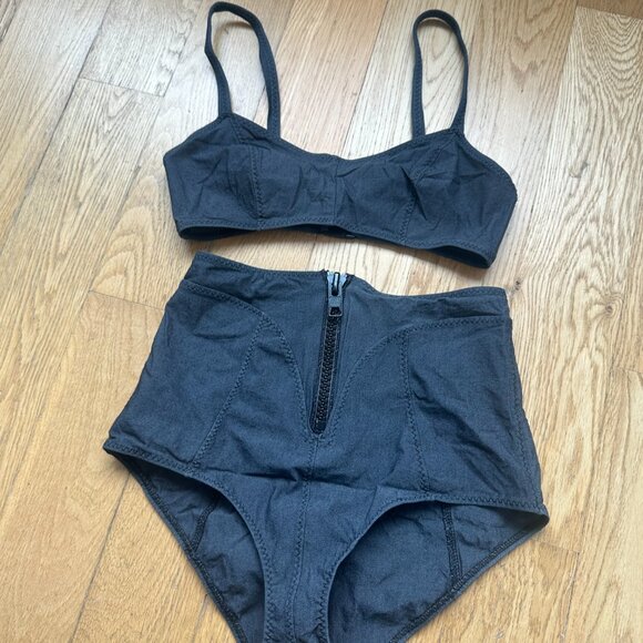 Lisa Marie Fernandez Genevieve High Waist Zipped 2-Piece Bikini Black - Picture 4 of 8